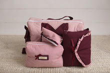 Load image into Gallery viewer, Burgundy Stripes Diaper Bag set of 4 items