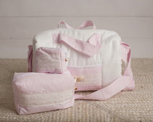 Load image into Gallery viewer, Royal Pique Ivory &amp; Pink Diaper Bag set of 3 items
