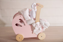 Load image into Gallery viewer, Pink Paisley Wooden Baby Stroller 7 Piece Gift Sets
