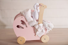 Load image into Gallery viewer, Pink Paisley Wooden Baby Stroller 7 Piece Gift Sets