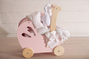 Pink Paisley Wooden Baby Stroller 7 Piece Gift Sets