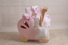 Load image into Gallery viewer, Pink Stripes Wood Stroller 7 Pieces Gift Set
