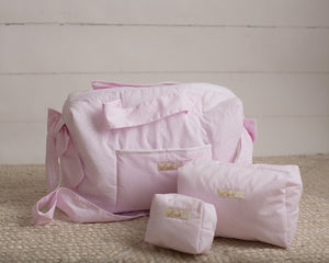 Pink Pearl Dots Diaper Bag set of 3 items