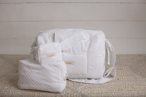 White Lace Sheer Diaper Bag set of 3 items