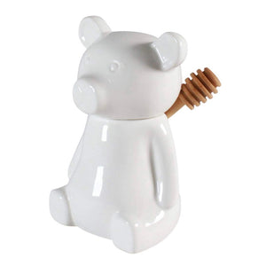 Bear Honey Pot White Ceramic