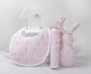 Gold & White Dots On Pink 4 Pieces Gift Set