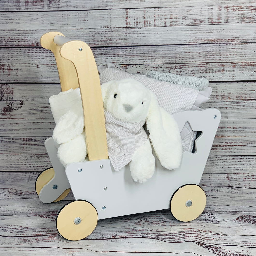 Wood Stroller Gray and white dots Collection 6 Pieces Gift Set